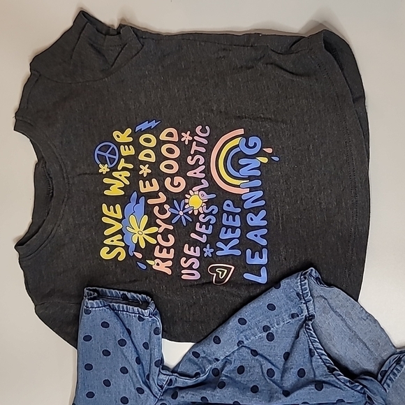 5/$30 OLD NAVY Denim Polka Dot + Earth Eco T Shirt Cotton - Picture 3 of 5